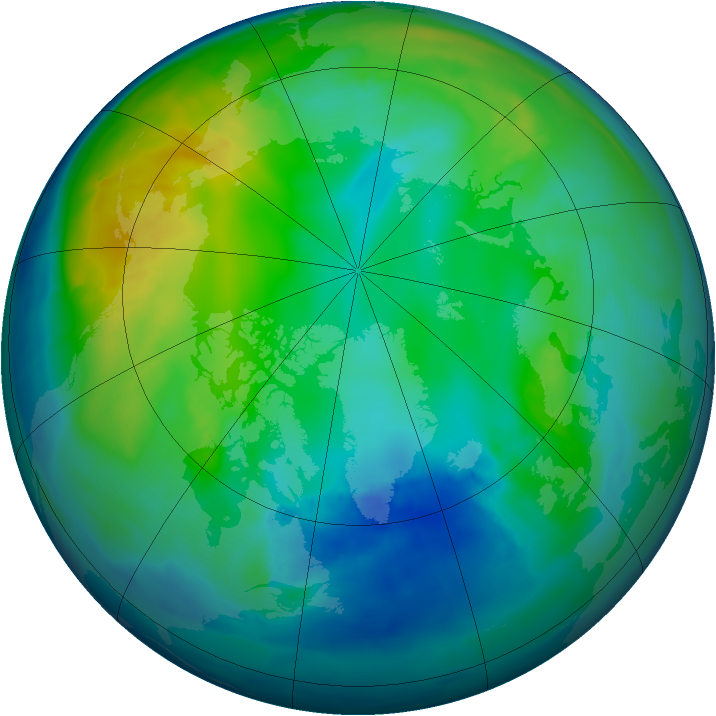 Arctic ozone map for 11 November 2008
